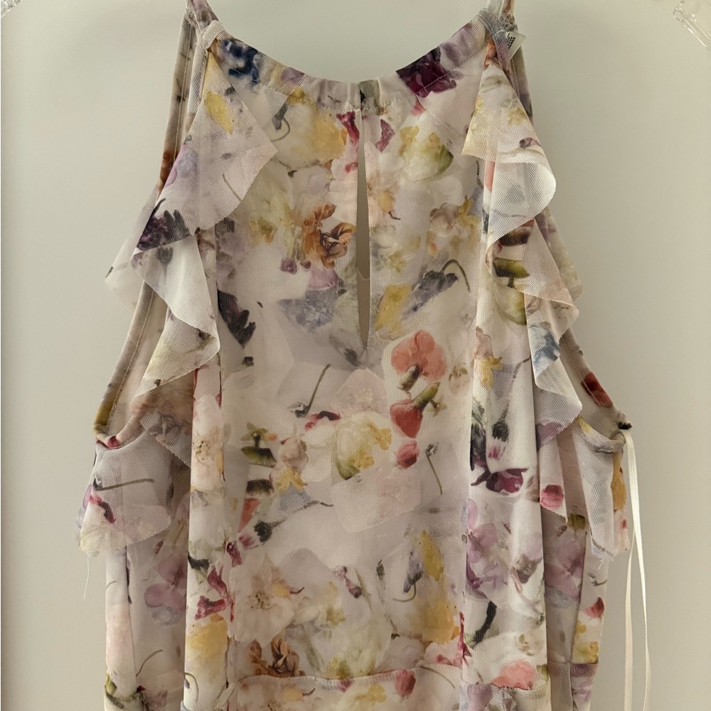 Ted Baker Pastel Floral Ruffle Cold-Shoulder Camisole